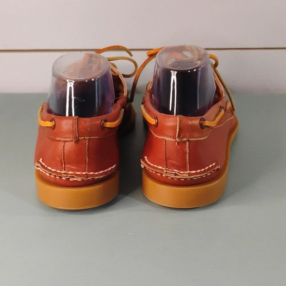 Florsheim Men's Brown Leather Sea Tracs Boat Shoes Round Toe Lace-Up US 11.5